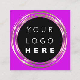 QR Code Logotyp Online Shop Ram Guld Vivd Lila Fyrkantigt Visitkort