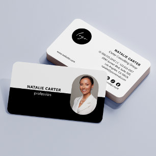 QR CODE Logotyp OVAL Photo Professionell CHIC BLAC Visitkort