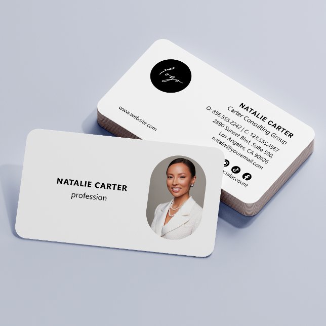 QR CODE Logotyp OVAL Photo Professionell PLAIN WHI Visitkort (Skapare uppladdad)