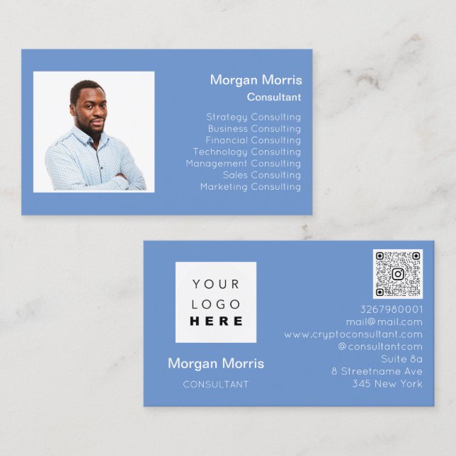 QR Code Logotyp Photo Professionell Company Namn Visitkort (Fram/baksida)
