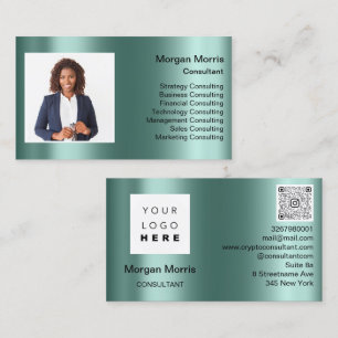 QR Code Logotyp Photo Professionell Company Teal Visitkort
