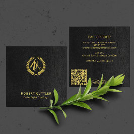 QR CODE-logotyp, platslista elegant svart guld Fyrkantigt Visitkort