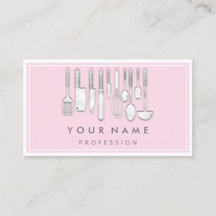 QR CODE Logotyp Restaurant Cooking Diet Chef Rosa Visitkort
