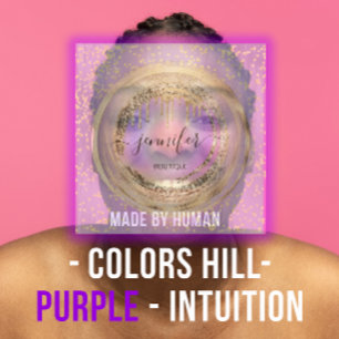 QR Code Logotyp Shop Lila Guld Drips Confetti Fyrkantigt Visitkort