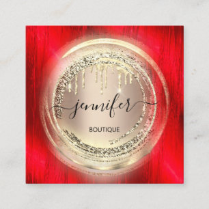 QR Code Logotyp Shop  Ro Guld Drives Red Fyrkantigt Visitkort