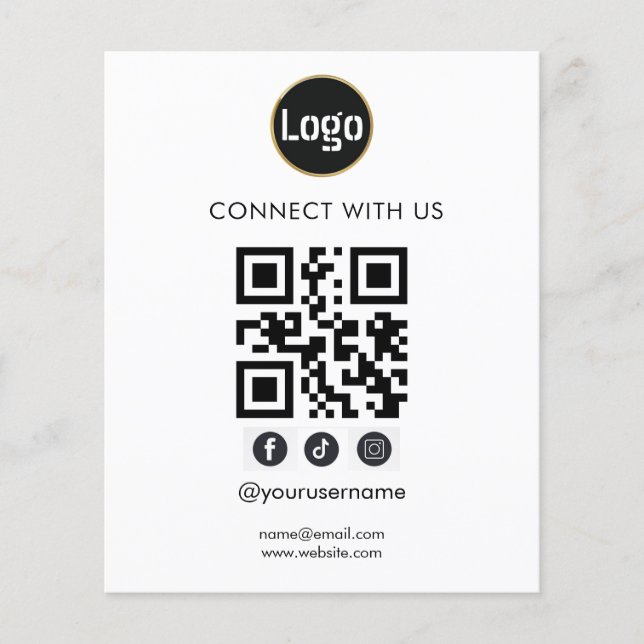 QR Code Logotyp Social Media Business Flyer (Framsidan)