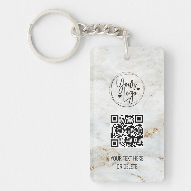 QR Code Logotyp White Guld Marble Business (Framsidan)