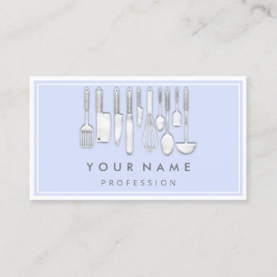 QR CODE-Logotypen Restaurant Cooking Diet Chef Blu Visitkort