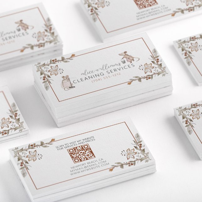 QR Code Maid Houseförvaring Professionell Mice Blo Visitkort (Skapare uppladdad)