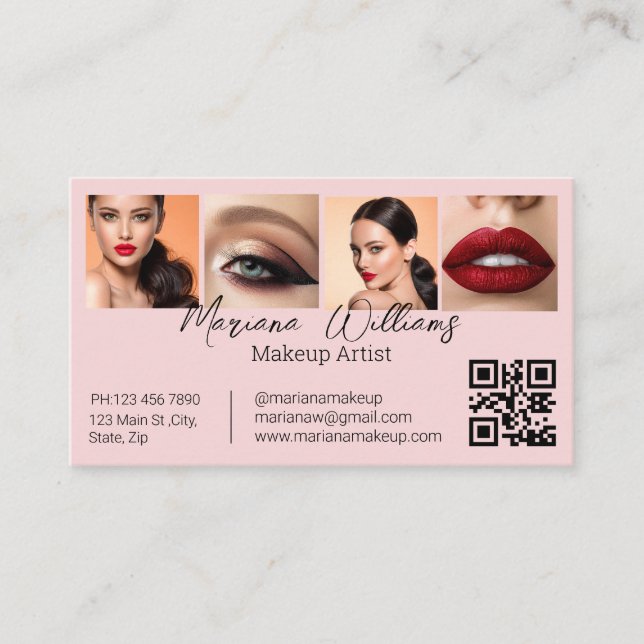 qr code makeup artist 4 photos pink business (Framsida)