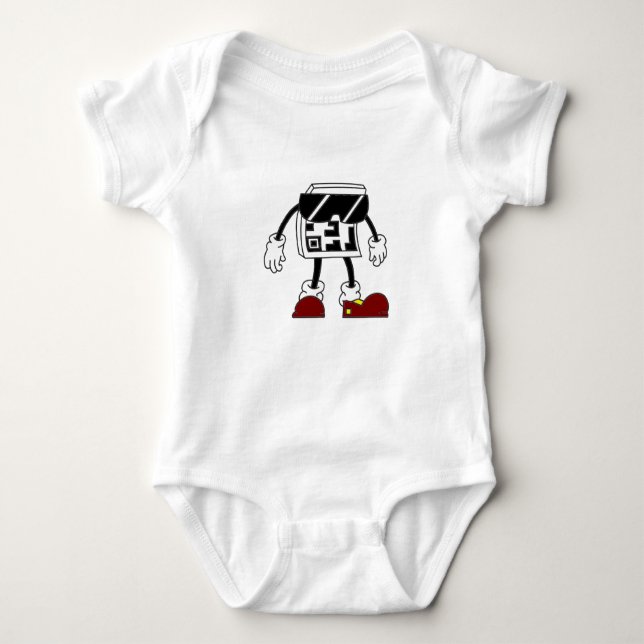 QR Code Man: Skanna Framtidens Baby Onepiece  T Shirt (Framsida)