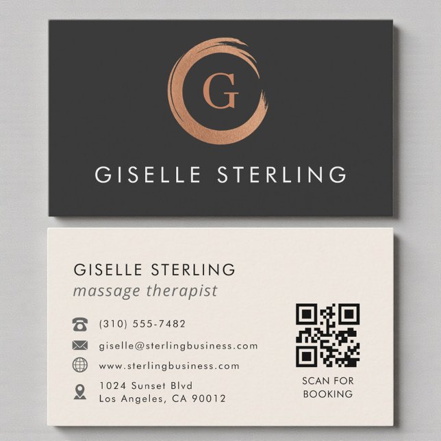 QR Code Massage Therapist Modern Minimalist Visitkort (Skapare uppladdad)