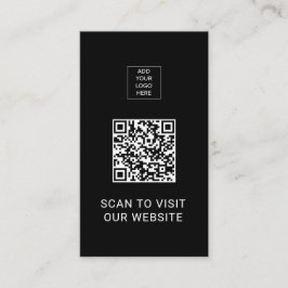 QR Code Minimalist Black Custom Logo Networking Visitkort