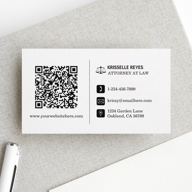 QR Code Modern Black and White-Professionell Visitkort (Make an impact with these professional business cards, showcasing your brand and credibility.)