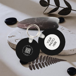 QR Code modern, Black Business logo Round Nyckelring