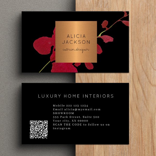 QR CODE modern Black guld professionell Visitkort (Skapare uppladdad)