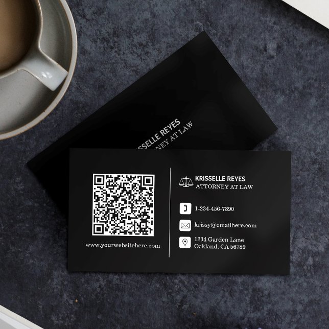 QR Code Modern Black Logotyp Professionell Visitkort (Make an impact with these professional business cards, showcasing your brand and credibility.)