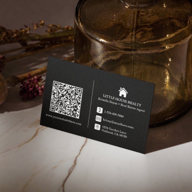 QR Code Modern Black Logotyp Professionell Visitkort (Make an impact with these professional business cards, showcasing your brand and credibility.)