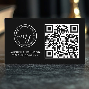 QR Code Modern Black Notary Affärskort Visitkort