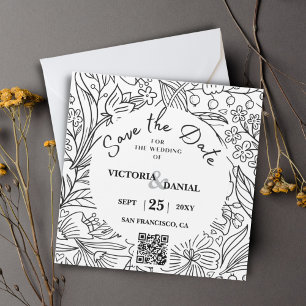 QR Code Modern Blommigt Calligraphy Bröllop webbpl