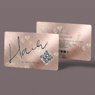 QR Code Modern Chic Rosa Hair Visitkort