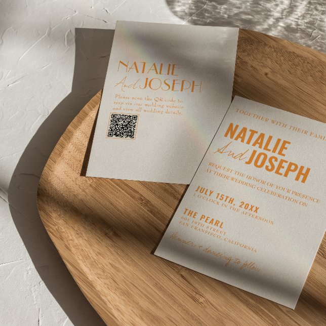 QR Code Modern Classy Bright Colorful Bröllop Inbjudningar (Skapare uppladdad)