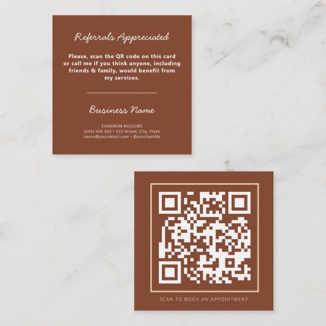 QR Code Modern Earth Tones Professionell Business Rabattkort (Fram/baksida)