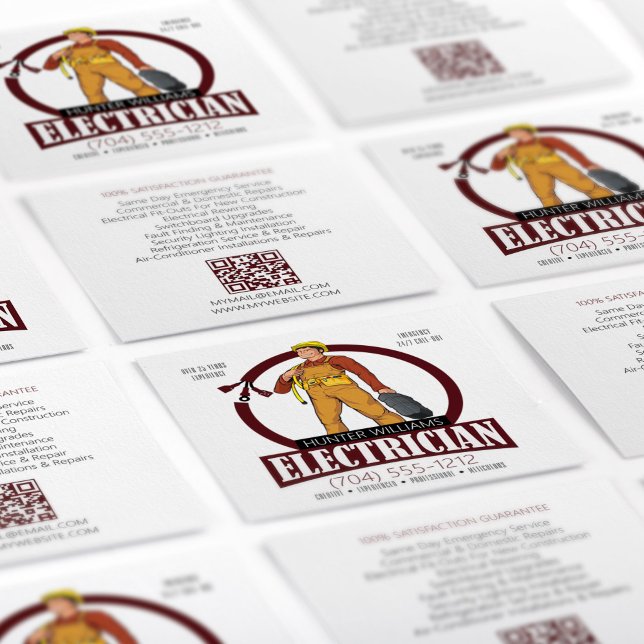 QR Code Modern Electrician Lighting ConTRAP Fyrkantigt Visitkort (Skapare uppladdad)