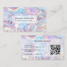 QR Code Modern Elegant Holographic Marble Pastel