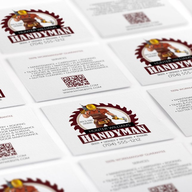 QR Code Modern Handyman Maintenance Rustic Verktyg Fyrkantigt Visitkort (Skapare uppladdad)