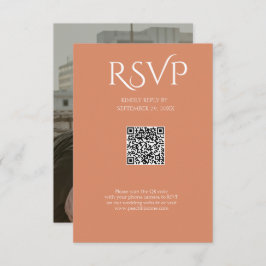 QR Code Modern Minimalistic Bright Copper Wedding OSA Kort