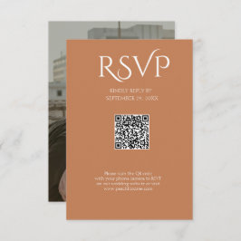 QR Code Modern Minimalistic Soft Copper Wedding OSA Kort