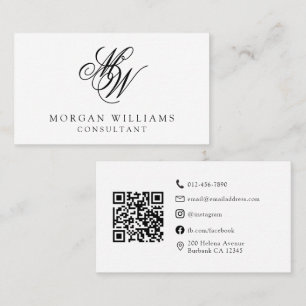 QR Code Modern Professionell Black White Visitkort