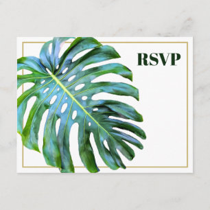 QR Code Modern Tropical Löv Guld Beach Wedding Tilläggskort