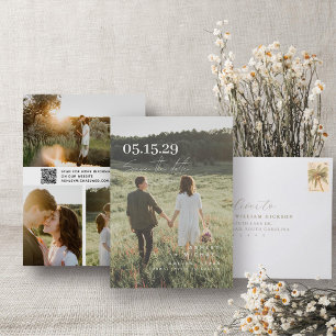 QR Code Modern Typography Elegant Overlay 4 Photo Spara Datumet