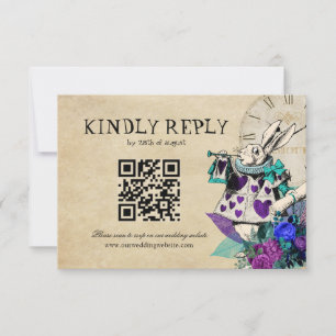 QR Code Mörk Alice i Wonderland Bröllop OSA Kort