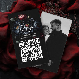 QR Code Mörk Moody Peony Gothic Bröllop OSA Tilläggskort
