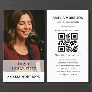 QR Code Musician Photo Singer Songwriter Visitkort