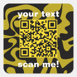 QR Code Mustard Guld Gult Black Modern Fyrkantigt Klistermärke