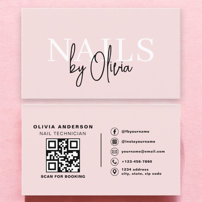 QR Code Nagel Specialist Artist Modern Typography Visitkort (Skapare uppladdad)