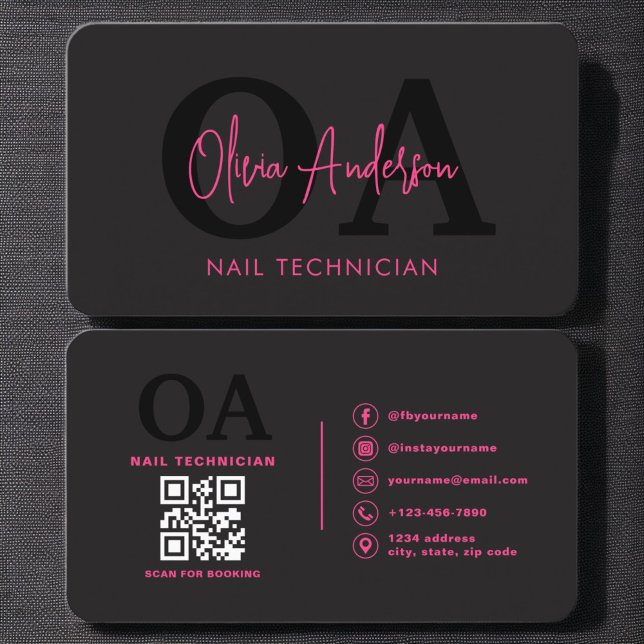 QR Code Nagel Specialist Artist Modern Typography Visitkort (Skapare uppladdad)
