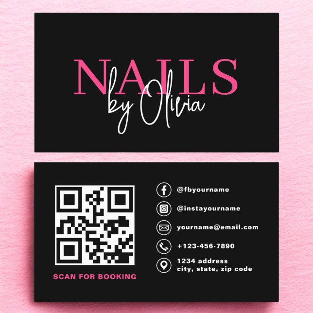QR Code Nagel Specialist Artist Modern Typography Visitkort (Skapare uppladdad)