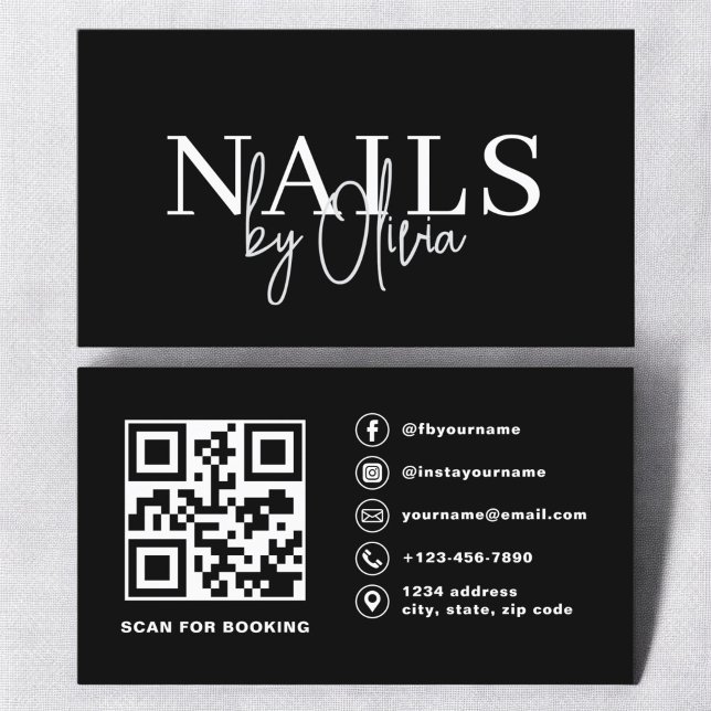 QR Code Nagel Specialist Artist Modern Typography Visitkort (Skapare uppladdad)