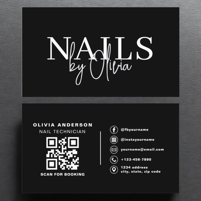 QR Code Nagel Specialist Artist Modern Typography Visitkort (Skapare uppladdad)