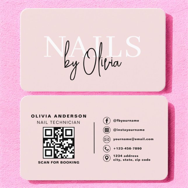QR Code Nagel Specialist Artist Modern Typography Visitkort (Skapare uppladdad)