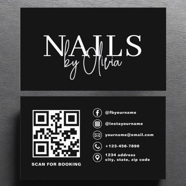 QR Code Nagel Specialist Artist Modern Typography Visitkort (Skapare uppladdad)