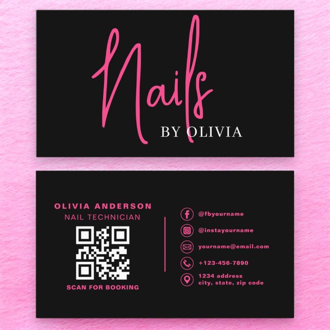QR Code Nagel Specialist Artist Modern Typography Visitkort (Skapare uppladdad)