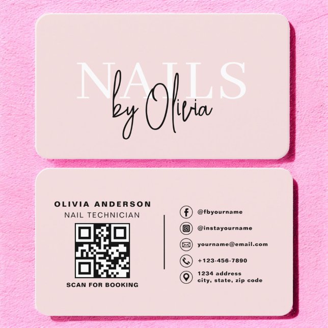 QR Code Nagel Specialist Artist Modern Typography Visitkort (Skapare uppladdad)