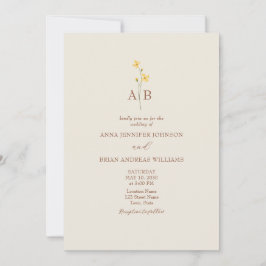 QR Code Neutral Wildflower Photo Wedding Inbjudningar