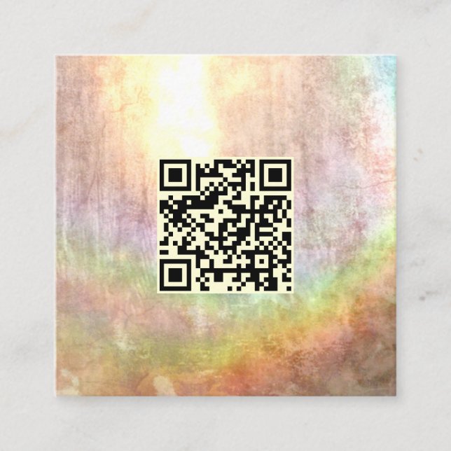 QR Code Neutralt Beige Stone Rainbow Abstrakt Art Fyrkantigt Visitkort (Framsida)